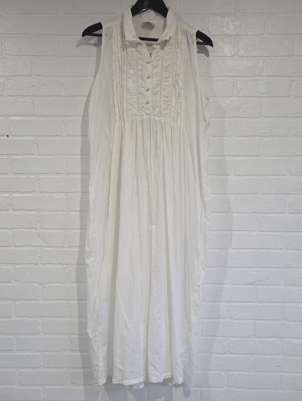 April Cornell White Dress with Purple Trim Label